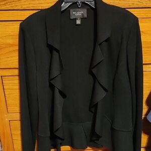 Vintage St. John Classic Black Ruffled Sweater/Blazer